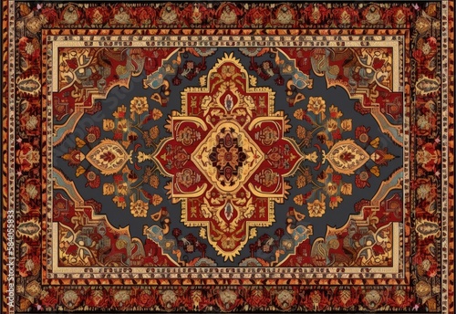 Traditional Turkish Persian carpet rug texture design. Generative ai illustration. © logoboom