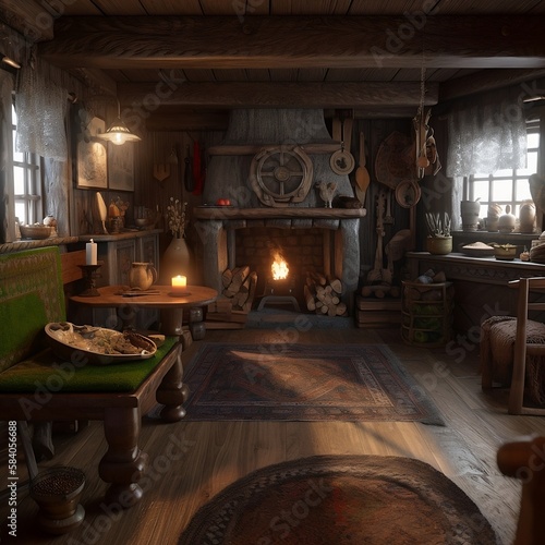 Old Wooden Viking Living Room