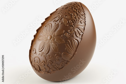 Easter eggs with chocolate on a white background Generative AI