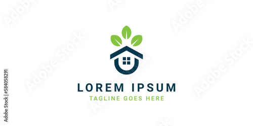 Nature house logo design with green color can be used as symbols  brand identity  company logo  icons  or others.