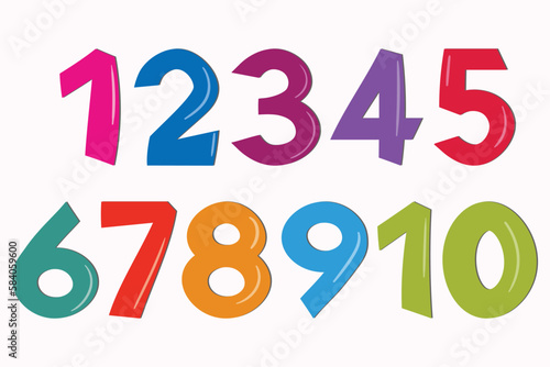 Set of colorful numbers. Vector illustration. Template elements for greeting card, web design. Mathematics educational children game © Alla