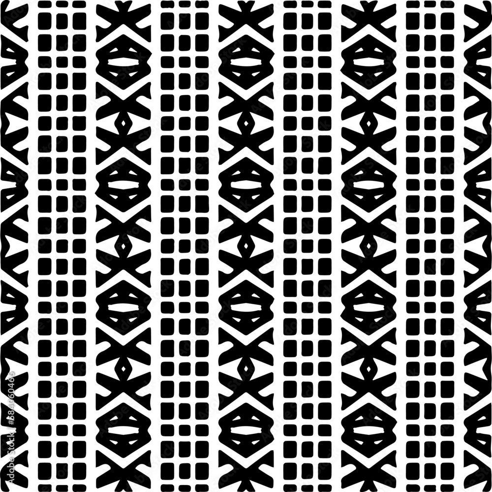 Vector geometric seamless pattern. Minimal ornamental background with abstract shapes. Black and white texture. Simple abstract ornament background. Dark repeat design for decor, fabric, cloth. Vector geometric seamless pattern. Minimal ornamental background with abstract shapes. Black and white texture. Simple abstract ornament background. Dark repeat design for decor, fabric, cloth.