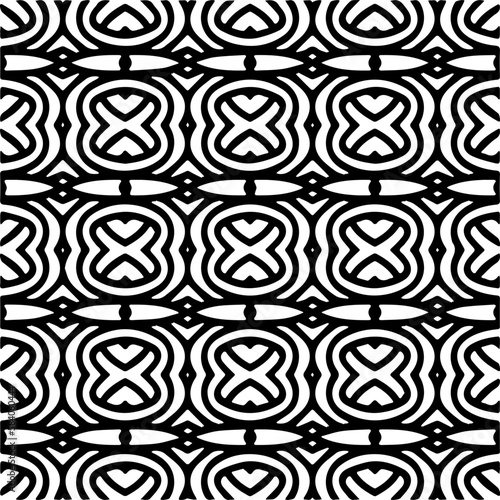 Vector geometric seamless pattern. Minimal ornamental background with abstract shapes. Black and white texture. Simple abstract ornament background. Dark repeat design for decor, fabric, cloth.