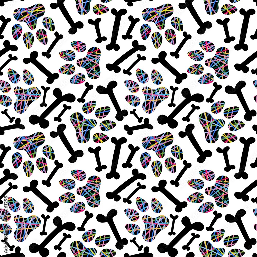 Psie łapki w kolorowe paseczki