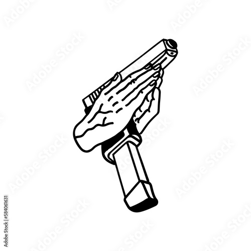 vector illustration of a hand with a firearm