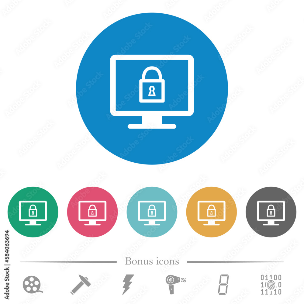 Lock screen flat round icons Lock screen flat round icons