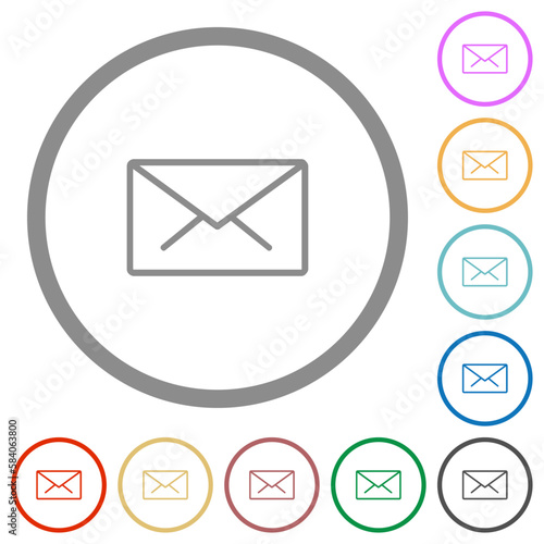 Envelope outline flat icons with outlines