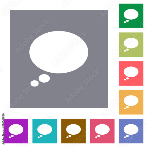 Single oval thought bubble solid square flat icons