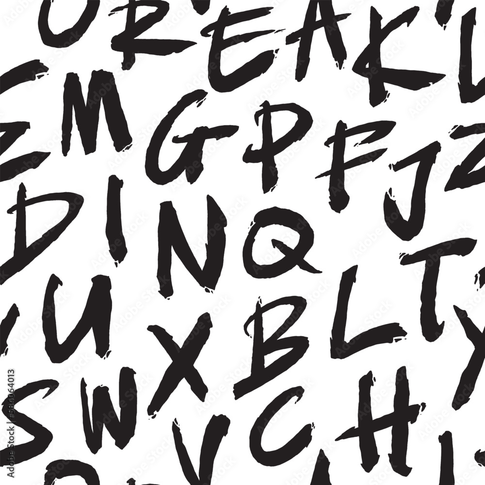 Graffiti Font Brush Strokes seamless pattern. Digital Illustration brush alphabet pattern for print, textile, web, home decor, fashion, surface, graphic design Graffiti Font Brush Strokes seamless pattern. Digital Illustration brush alphabet pattern for print, textile, web, home decor, fashion, surface, graphic design