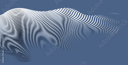 Monochrome geometric abstract background with wavy grid mountain texture. Metaverse concept background for wall art, panel, poster, web banner, mobile apps, interior decor. 