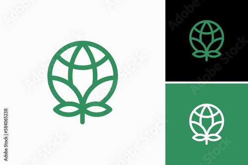 cannabis with globe logo vector