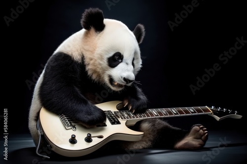 Panda Rock Star Musician Generative AI photo