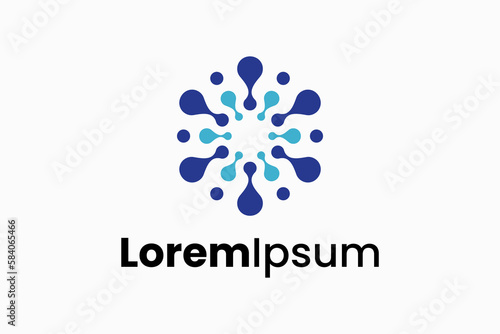 blue molecule community center logo vector sign