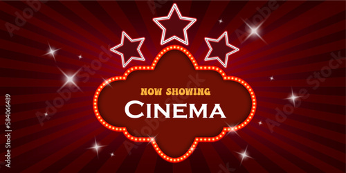 Retro cinema shiny background with stars