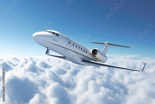 Glide Above the Clouds  Modern Jet in the Sky  Generative AI