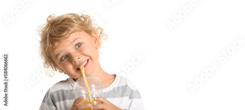 Cute little child drinking ...
