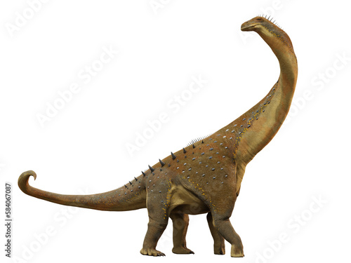 Alamosaurus, a long-necked Titanosaurus dinosaur from the Late Cretaceous period isolated on transparent background © dottedyeti