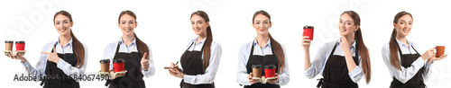 Collage of female barista o...