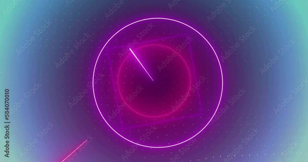 Animation of glowing pink circle with neon pattern on seamless loop Animation of glowing pink circle with neon pattern on seamless loop