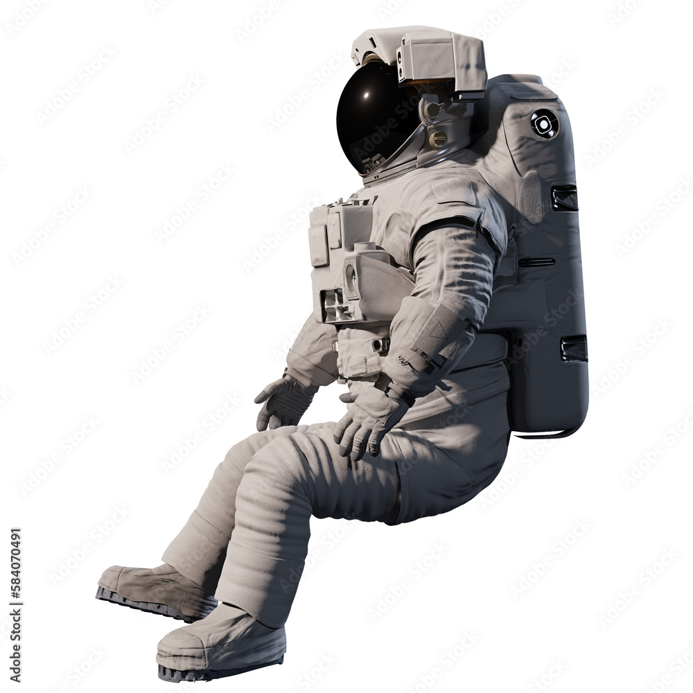 sitting astronaut, isolated on transparent background