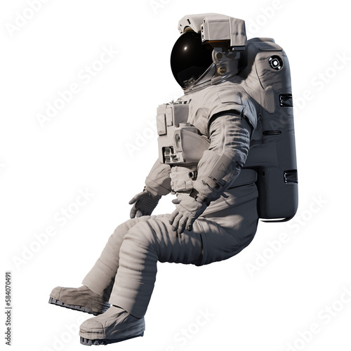 sitting astronaut  isolated on transparent background 