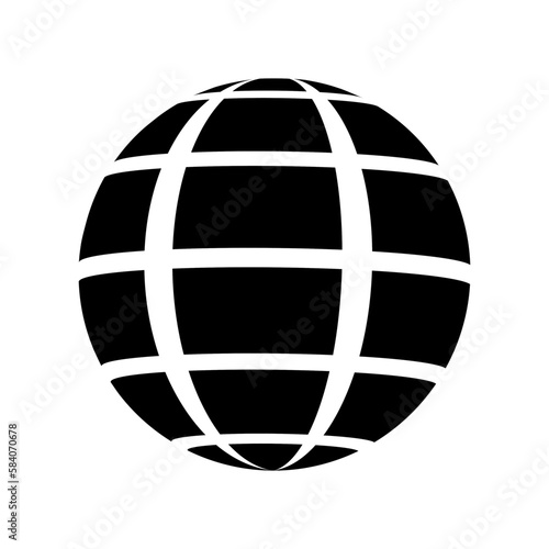 Globe wireframe icon. Internet, globality or delivery, all arounr world symbol. Orbit model, spherical shape, grid ball. Earth figure with parallel and meridian lines