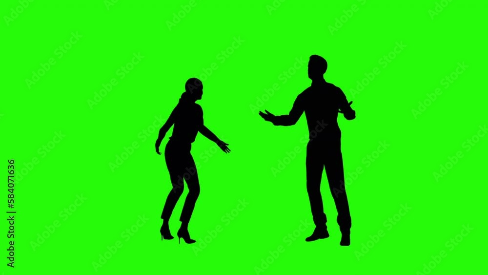 Woman and man arguing long shot green screen Woman and man arguing long shot green screen