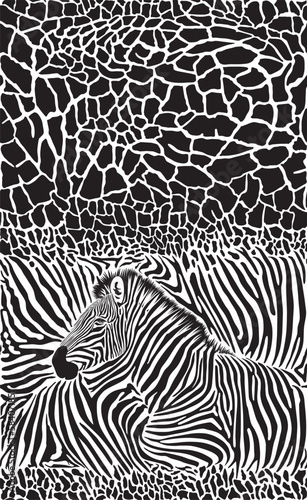 Seamless giraffe and zebra background