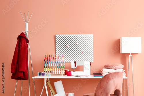 Interior of atelier with ta...