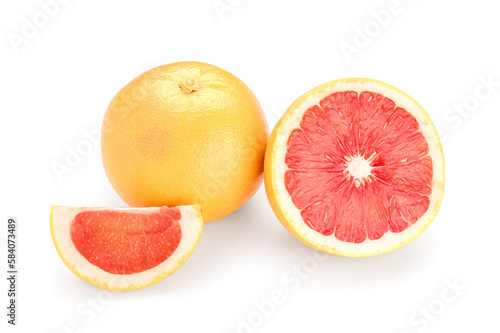Ripe grapefruits isolated on white background