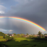 Beautiful Rainbow Over Town, AI