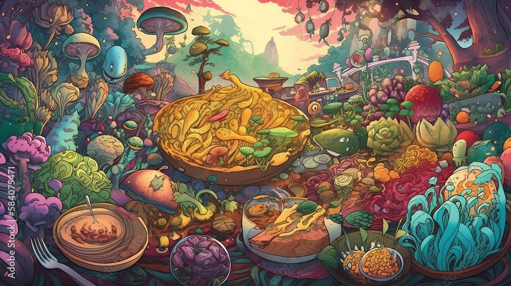 AI Generated Art of illustration Food