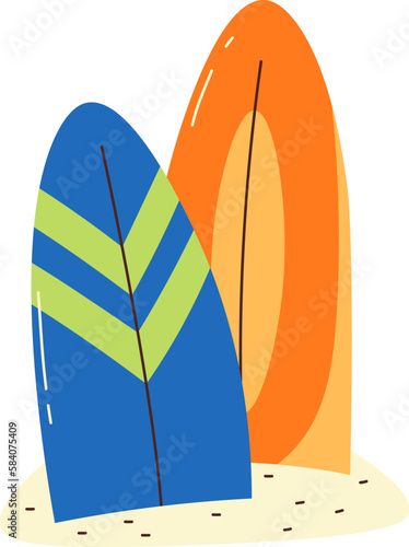 Wooden surfboards on beach