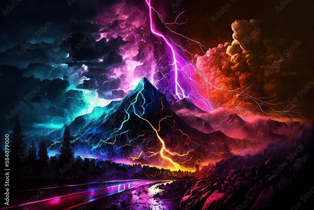 Fototapeta premium Magisch Abstrakt Neon Schwarzlicht 