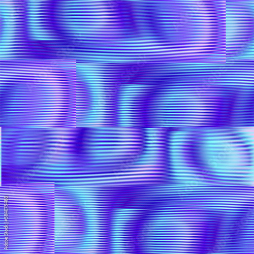 Abstract mesh geometric seamless pattern of glitch gradient stripes. For web design, abstract blue background, card, mobile apps, web banner, home textile, package.