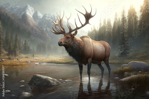 The Epic Journey of an Ancient American Elk Generative AI © pngking