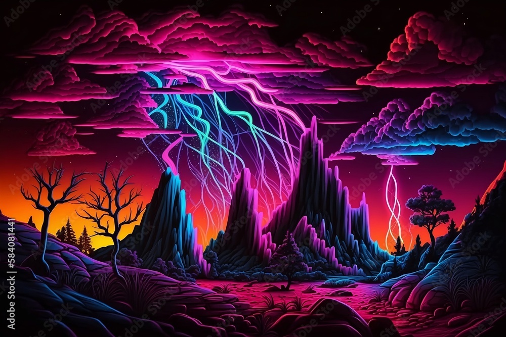 Fototapeta premium Magisch Abstrakt Neon Schwarzlicht 