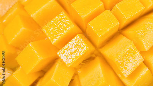 closeup of mango slice texture background.