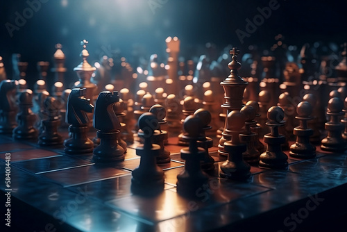 chess competition Concept of Strategy business ideas, chess battle. 3d rendering
