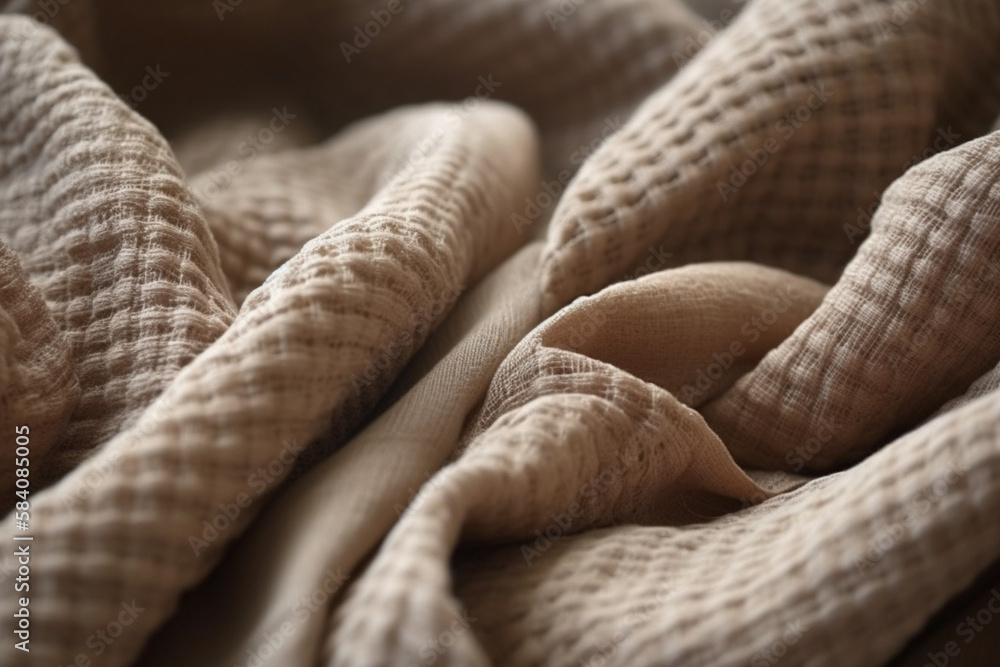 Close-up macro shot of neutral-colored fabric textile wallpaper made by generative ai Close-up macro shot of neutral-colored fabric textile wallpaper made by generative ai