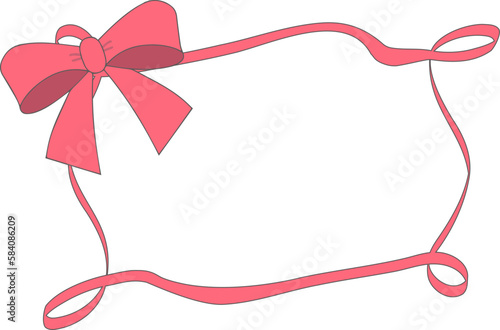 赤いリボンのフレームイラスト5