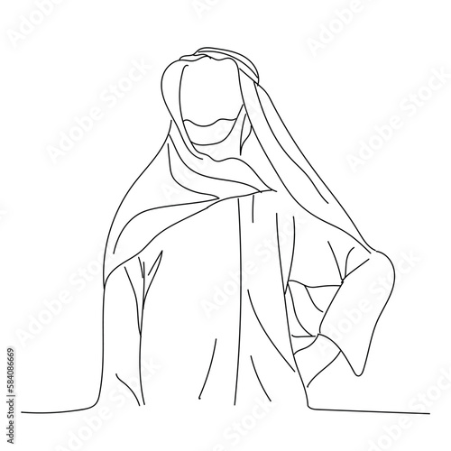 Drawn Arabian man on white background