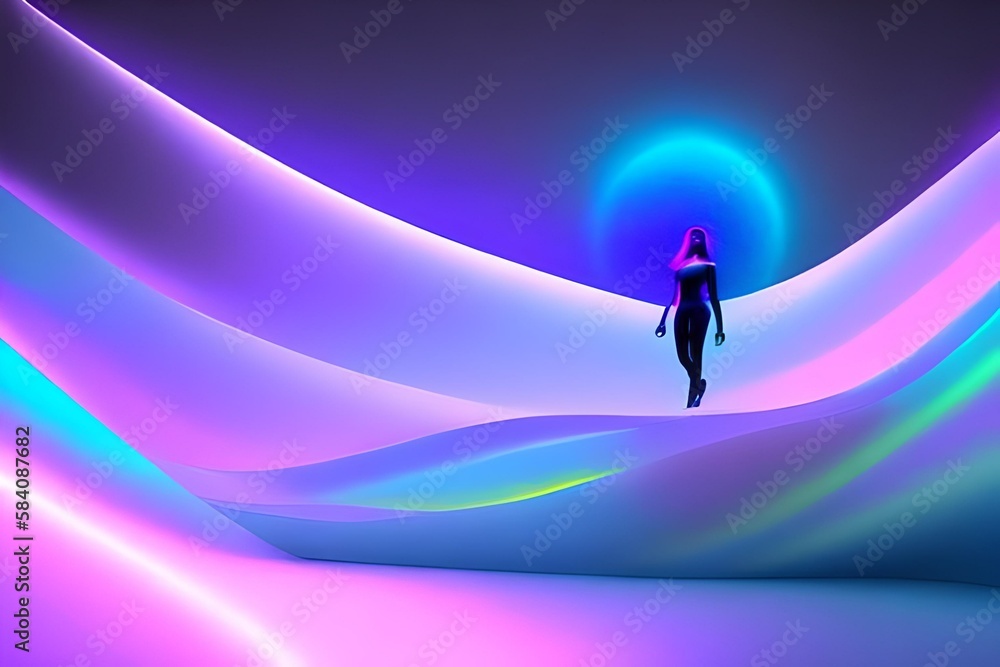 Image of a person floating in a digital world Technology, Freedom Generative AI Image of a person floating in a digital world Technology, Freedom Generative AI