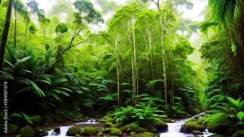 A tropical forest after the rain.