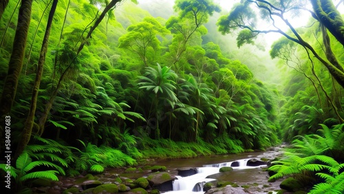 A tropical forest after the rain.