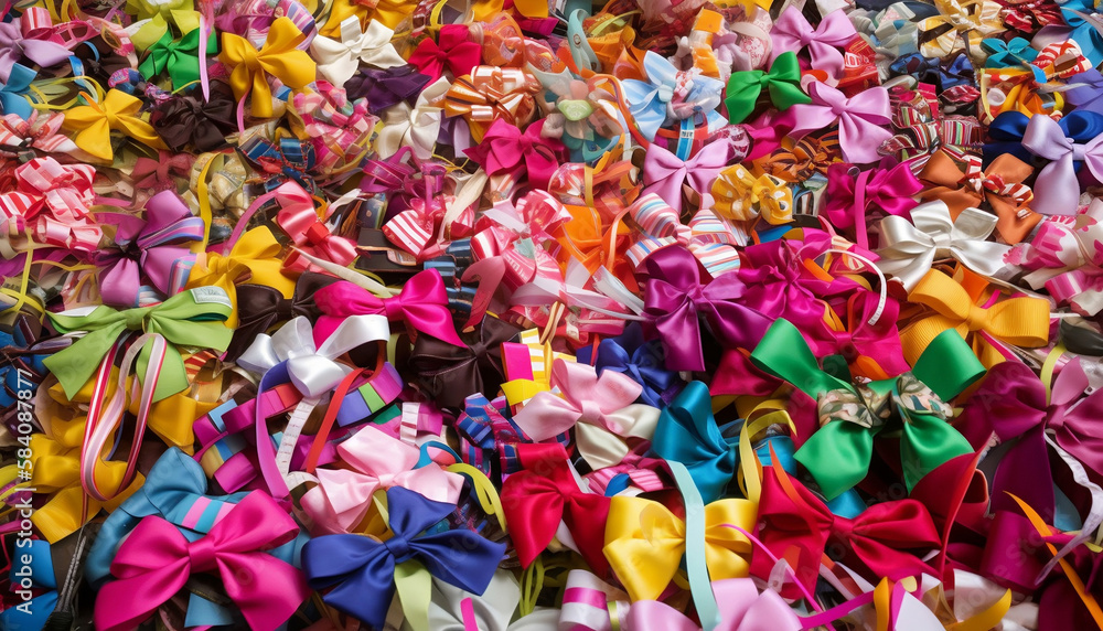 many colorful bows girls accessories, generative AI