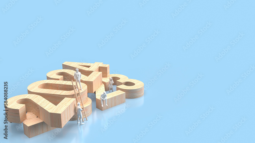 Wood number 2023 and 2024 for Business concept 3d rendering Wood number 2023 and 2024 for Business concept 3d rendering