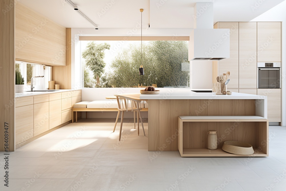 Fototapeta premium modern kitchen interior, generative ai