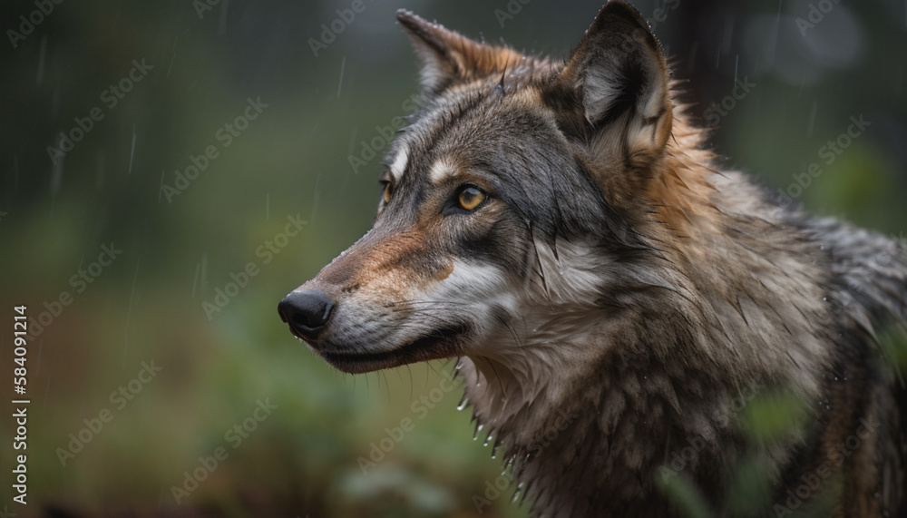 brown quick wolf in the meadows, fierce, fangs, angry, strong brown quick wolf in the meadows, fierce, fangs, angry, strong