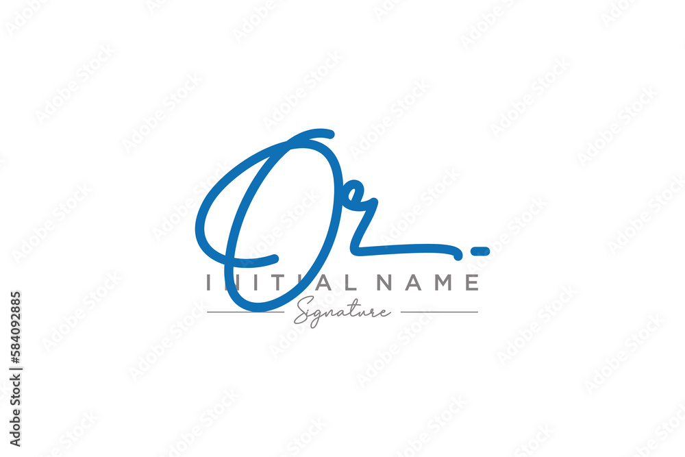 Naklejka premium Initial OR signature logo template vector. Hand drawn Calligraphy lettering Vector illustration.